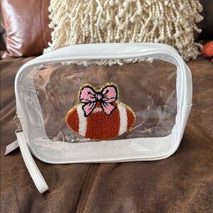 Clear White Travel/Make-up/Everything Pouch with Football Patch